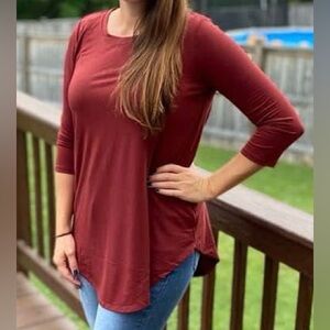 Zenana 3/4 Sleeve Brick Shirt